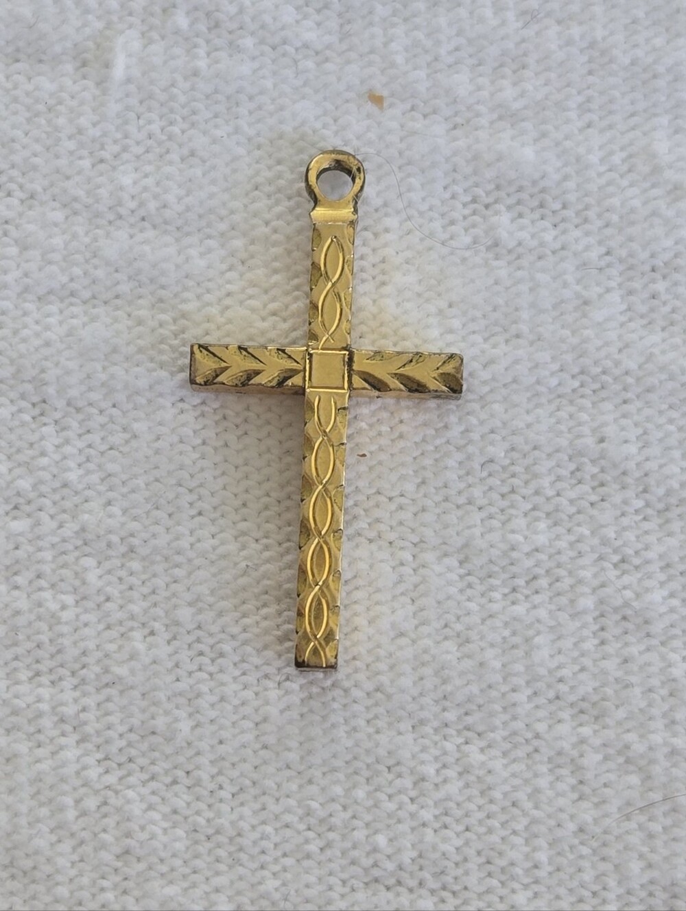 12k Gold Filled Religious Cross Pendant Necklace Stamped HFB Vintage